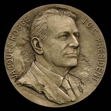 Jacques Rogge - Presidente del CIO - fusione in bronzo 140mm - 2003